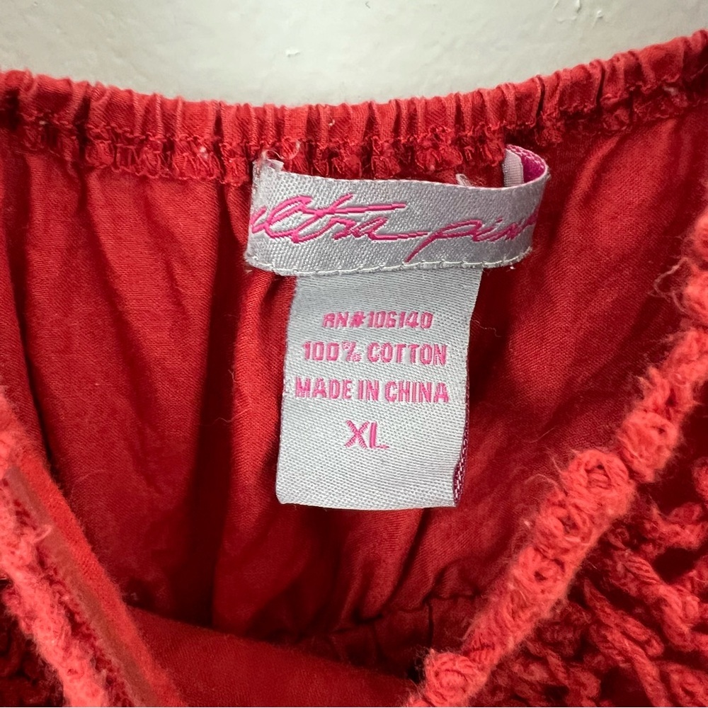 Ultra Pink Women's Red Crochet Mini Dress Embroidered - Picture 4 of 7